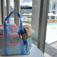 Túi đi biển UUMIR, Túi đựng đồ bơi sức chứa lớn tập thể dục, Mua sắm di động Du lịch Lưới trong suốt gấp