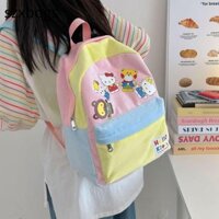 Túi đi học dành cho học sinh SZXBOGS, Ba lô nữ Polyester hoạt hình Hello Kitty, Dây kéo Kawaii Túi đeo vai du lịch nhẹ dung tích lớn