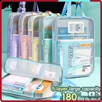 Túi đi học EYEHPEE, Túi hướng dẫn lưới mở lớn hình chữ L, Túi đựng hồ sơ có khóa kéo dung lượng lớn dày di động dành cho kỳ thi học sinh