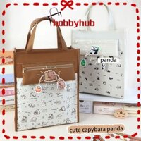 Túi đi học HOBBYHUB, Túi hướng dẫn bỏ túi lưới bên dung tích lớn, Chất lượng cao chứa 20 cuốn 5 lớp Capybara Panda Túi lưu trữ nghệ thuật Đồ dùng học tập