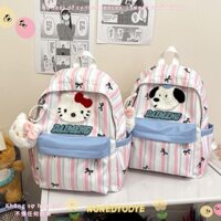 Túi đi học mèo NONEDYODYE KT, Ba lô Hello Kitty dung tích lớn hoạt hình, Ba lô du lịch sọc Nhật Bản