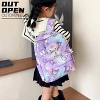 Túi đi học OUTOPEN, Ba lô đi học họa tiết dễ thương bằng vải Canvas, Túi du lịch in hình hoạt hình di động dung tích lớn