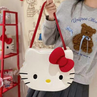 Túi đi làm Hello Kitty, ba lô học sinh trung học và cao cấp, túi đeo vai đôi dễ thương, sức chứa lớn, hình trái tim nữ tính