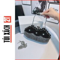 Túi Đi Tiệc Đính Đá Sang Trọng Full Box kèm dây xích đeo chéo , đựng vừa điện thoại ,THỜI TRANG MỚI tặng mẹ TÚI XÁCH 2T