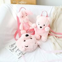 Túi điện thoại di động sang trọng đeo chéo kiểu đầu gấu Winnie The Pooh dễ thương mùa hoa anh đào mềm mại Nhật Bản