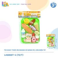 Túi đồ chơi khay thức ăn nhanh có bánh mì, cân điện tử LA6868T-4