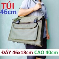 Túi đồ nghề 46cm, túi đựng đồ nghề cho thợ điện, thợ mộc, điện lạnh vải nhựa bạt dày dặn siêu bền màu xanh lính