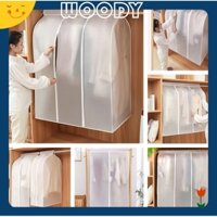 Túi đựng áo khoác/đồ vest/đầm chống bụi bằng chất liệu PEVA trong suốt có dây khóa kéo treo trong tủ quần áo gia đình