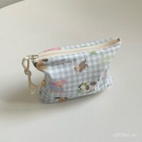 Túi đựng băng vệ sinh nữ mùa thu đông bằng cotton chải, có khóa kéo, nhỏ gọn, di động, dễ thương