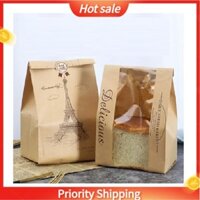 Túi đựng bánh mì nướng Túi đựng bánh mì giấy Túi gói bánh mì có cửa sổ phía trước trong suốt
