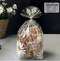 Túi đựng bánh Panettone hoa cúc kèm kẽm cột 22x27cm.