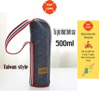 Túi Đựng Bình Giữ Nhiệt Vải Jean Kiểu Đài Loan Dung Tích 500ml Chất Vải Bền Đẹp