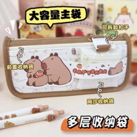 Túi đựng bút chì Capybara cửa cá heo cao cấp, túi văn phòng phẩm có sức chứa lớn, túi đựng bút chì