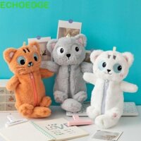 Túi đựng bút chì sang trọng ECHOEDGE, Túi đựng bút mèo búp bê sang trọng Kawaii, Thiết kế dễ thương sáng tạo Túi văn phòng phẩm nhồi bông Cung cấp văn phòng