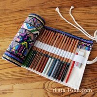 Túi đựng bút cuộn bằng vải canvas thủ công, phong cách dân tộc, hộp đựng bút cuộn đơn giản, dung tích lớn cho sinh viên 36/48/72