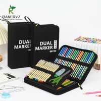 Túi đựng bút đánh dấu nghệ thuật RANERVZ, Vẽ tranh phác thảo dung tích lớn có khóa kéo, Túi đựng bút chì phác thảo vải Oxford đa chức năng 60 màu di động ngoài trời