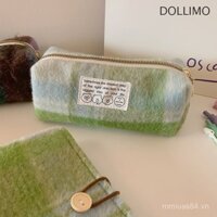 Túi đựng bút dung tích lớn tươi mát Dollimo túi đựng đồ lớn nhung dài nhung nhung nhung dày dặn họa tiết kẻ caro ấm siêu nhỏ túi đựng đồ trang điểm túi đựng văn phòng phẩm túi đựng bút rèm đựng văn phòng phẩm nổi tiếng trên mạng đáng yêu dành cho học sinh