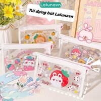 Túi đựng bút hoạt hình trong suốt, hộp đựng các loại văn phòng phẩm học sinh dễ thương cute Lalunavn B138 - 7- Flying into space