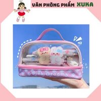 Túi Đựng Bút - Hộp bút Trong Suốt 2 Tầng Cho Bé
