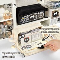Túi đựng bút KUNHEV, Túi văn phòng phẩm dung tích lớn 5 lớp, Hộp bút dây kéo DIY đa chức năng