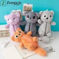 Túi đựng bút mèo ZONGGJZ, Túi đựng bút chì sang trọng Kawaii thiết kế dễ thương, Túi đựng văn phòng phẩm nhồi bông búp bê sang trọng mới lạ dành cho sinh viên