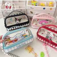 Túi Đựng Bút / Mỹ Phẩm Mymelody Kuromi Cinnamoroll Nhiều Ngăn Sức Chứa Lớn Họa Tiết Sọc Caro Đơn Giản Cho Học Sinh