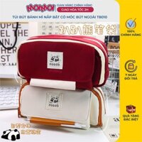 Túi Đựng Bút Panda Size Lớn 3 Ngăn Cho Học Sinh, Túi Bút MOIMOI Có Móc Bút Bên Ngoài, Bóp Viết Bánh Mì TB010