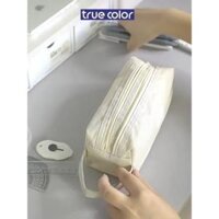 Túi Đựng Bút Vải Canvas, Túi Bút Basic Hai Ngăn Rộng Rãi, Quai Cầm Tiện Lợi, Đựng Bút, Phụ Kiện - Phù Hợp Học Sinh Và Sinh Viên