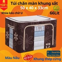 Túi Đựng Chăn Màn Được Chọn Màu - Hộp Đựng Quần Áo Khung Sắt Gấp Gọn - Tủ Vải Chăn Màn Tiện Lợi - Nâu Cafe