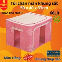 Túi Đựng Chăn Màn Được Chọn Màu - Hộp Đựng Quần Áo Khung Sắt Gấp Gọn - Tủ Vải Chăn Màn Tiện Lợi - Hồng