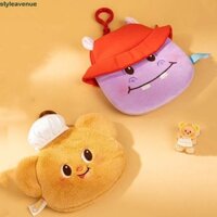 Túi đựng chìa khóa hình con hà mã STYLEAVENUE, Ví đựng tiền xu hình gấu bơ màu vàng / tím sang trọng, Ba lô di động dễ thương treo hoạt hình Mặt dây chuyền búp bê nhồi bông hàng ngày