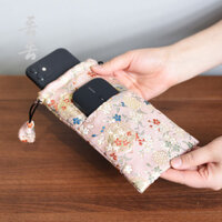 Túi đựng điện thoại bằng vải lụa dày, túi đựng điện thoại thông minh bằng vải lông dày, ví đựng tiền xu bằng vải lụa dọc, di động và đa năng