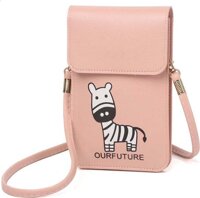 Túi đựng điện thoại đeo chéo nữ thời trang dọc nắp hình ngựa H43 Shalla - hồng phấn