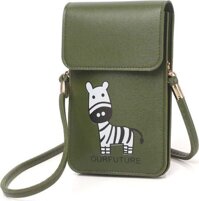 Túi đựng điện thoại đeo chéo nữ thời trang dọc nắp hình ngựa H43 Shalla - xanh rêu