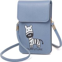 Túi đựng điện thoại đeo chéo nữ thời trang dọc nắp hình ngựa H43 Shalla - xanh dương