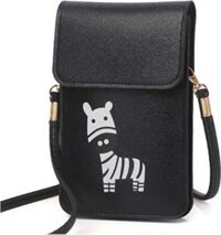 Túi đựng điện thoại đeo chéo nữ thời trang dọc nắp hình ngựa H43 Shalla - đen