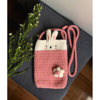 Túi đựng điện thoại len hình con thỏ đáng yêu (kèm dây)