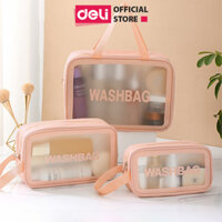 Túi Đựng Đồ Cá Nhân Du Lịch Túi Đựng Mỹ Phẩm Du Lịch Chống Thấm Nước Deli - Túi Đựng Đồ Trang Điểm Cá Nhân Trong Suốt WASHBAG Tiện Lợi Đi Biển - VS643 646 - Hồng - M 23X13.5X9cm