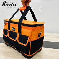 Túi đựng đồ nghề cao cấp kirito nắp vuông đế nhựa chống vỡ, vải 3 lớp chống đam thủng kích thước 17in, 20in màu cam đen
