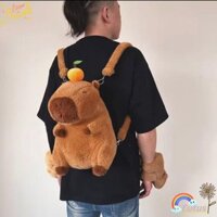 Túi đựng động vật nhồi bông EUCA Capybara, Ba lô Capybara lông tơ dung tích lớn, Phim hoạt hình dễ thương có dây xích Ba lô đeo vai màu cam Quà tặng trẻ em