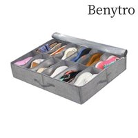 Túi đựng giày BENYTRO, Hộp đựng giày thoáng khí màu đen, Hộp đựng giày di động có thể gập lại với túi đựng giày cửa sổ trong suốt Phù hợp với 12 cặp