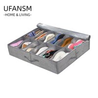 Túi đựng giày UFASM, Hộp đựng giày thoáng khí có thể gập lại, Màu đen di động với túi đựng giày cửa sổ trong suốt Phù hợp với 12 cặp