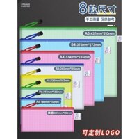 Túi đựng hồ sơ dày A3, túi lưới nhựa trong suốt có khóa kéo, túi lưu trữ giấy kiểm tra A4 dung tích lớn, túi chủ đề học sinh, túi tài liệu nhỏ, túi đựng biên lai, đồ dùng văn phòng
