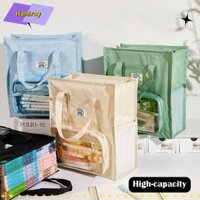 Túi đựng hồ sơ HANIRAY, có túi trong suốt Túi đựng gia sư dung tích lớn, Túi xách nhiều lớp di động màu trơn Trường học