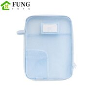 Túi đựng hồ sơ lưới Nylon FUNG, Túi dây kéo trong suốt màu trơn đa chức năng, Túi đựng hồ sơ A4 dung tích lớn trong suốt bền bỉ cho trẻ em