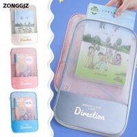 Túi đựng hồ sơ ZONGGJZ, Túi phân loại chủ đề dọc A4, Túi dây kéo lưới dung tích lớn Trường học văn phòng