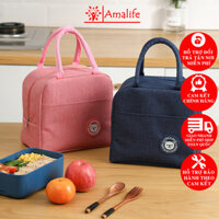 Túi Đựng Hộp Cơm Giữ Nhiệt 2 Ngăn  Chọn Màu - Túi Giữ Nhiệt Cho Cặp Lồng Cơm 2 Tầng Chống Thấm Nước Chính Hãng Amalife - Hồng