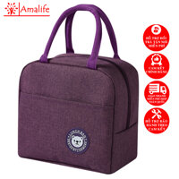 Túi Đựng Hộp Cơm Giữ Nhiệt 2 Ngăn  Chọn Màu - Túi Giữ Nhiệt Cho Cặp Lồng Cơm 2 Tầng Chống Thấm Nước Chính Hãng Amalife - Tím