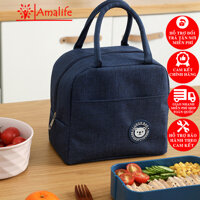 Túi Đựng Hộp Cơm Giữ Nhiệt 2 Ngăn  Chọn Màu - Túi Giữ Nhiệt Cho Cặp Lồng Cơm 2 Tầng Chống Thấm Nước Chính Hãng Amalife - Xanh