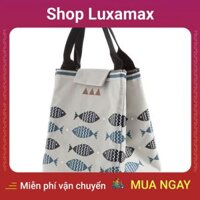 Túi Đựng Hộp Cơm Giữ Nhiệt Đa Năng Họa Tiết Cá Và Sóng Biển Siêu Hot - Be DTK36302373 - Shop LuxaMax - Rice box bag holder multi-purpose heat and sea waves super hot - be